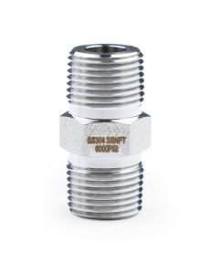 304 Stainless Steel Lead Free 6000 psi High Pressure Hex Nipple, 3/8" x 3/8" NPT Male Thread Pipe Adapter (1 pc)