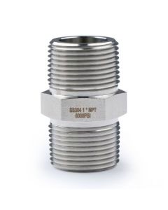 304 Stainless Steel Lead Free 6000 psi High Pressure Hex Nipple, 1" x 1" NPT Male Thread Pipe Adapter (1 pc)