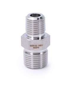 304 Stainless Steel Lead Free 6000 psi High Pressure Hex Nipple, 3/8" x 1/4" NPT Male Thread Pipe Adapter - 1 pc