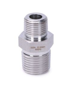304 Stainless Steel Lead Free High Pressure Hex Nipple, 1/2" x 3/8" NPT Male Thread Pipe Adapter (1 pc)