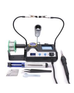 Soldering Iron Station with 2 Helping Hands, 60W, 6 Extra Iron Tips, Lead-Free Solder, Solder Sucker, Tweezers, °C/ºF Conversion