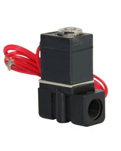 Electric Solenoid Valve- 1/4" 110V AC Plastic(Nylon) Body Normally Closed, NBR SEAL
