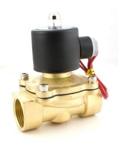 Brass Electric Solenoid Valve, 1-1/4" 110V AC, Normally Closed, VITON Seal