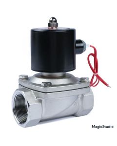 1-1/2" Stainless Steel Electric Solenoid Valve, 110V AC, Normally Closed with Viton Seal